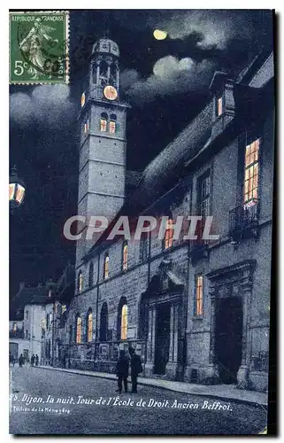 Cartes postales Dijon la nuit tour de l'ecole de Droit Ancien Beffroi