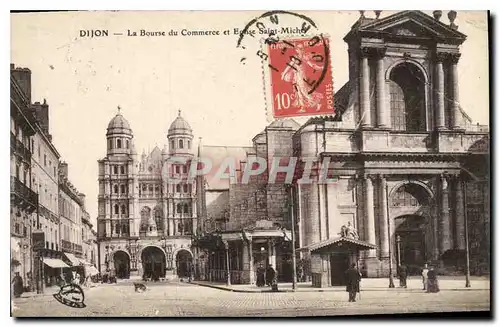 Ansichtskarte AK Dijon la Bourse du Commerce et eglise Saint Michel