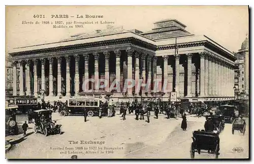 Cartes postales Paris la Bource elevee de 1806 a 1827 par Bronguiart et Labarre modifiee en 1903