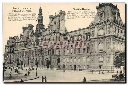 Ansichtskarte AK Paris l'hotel de Ville premiere pierre posee en 1593 completement detruit en 1871 reconstruit de