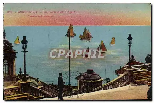 Cartes postales Monte carlo les terrasses et Regates
