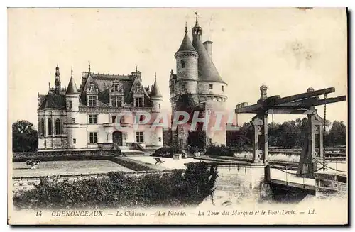 Ansichtskarte AK Chenonceaux Le Chateau La tour des Marques et le Pont Levis