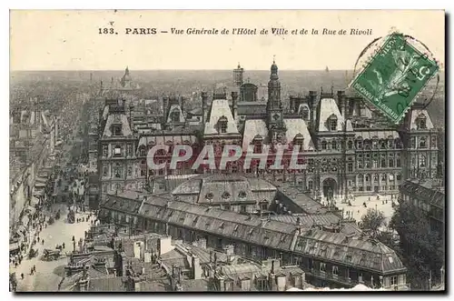 Ansichtskarte AK Paris Vue generale de l'Hotel de Ville et de la Rue de Rivoli