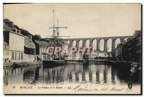 Cartes postales Morlaix Le Viaduc et le Bassin Bateau