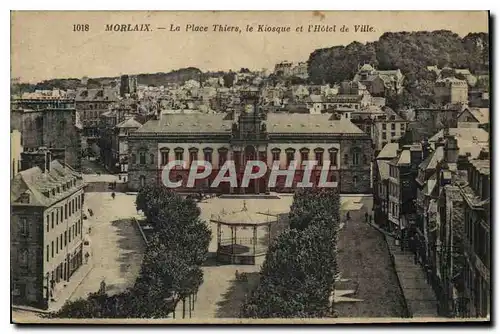 Cartes postales Morlaix La Place Thiers le Kiosque et l'Hotel de Ville