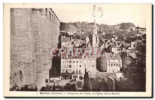 Ansichtskarte AK Morlaix Finistere Perspective du Viaduc et l'Eglise Ste Melaine