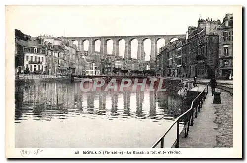 Cartes postales Morlaix Finistere Le Bassin a flot et le Viaduc