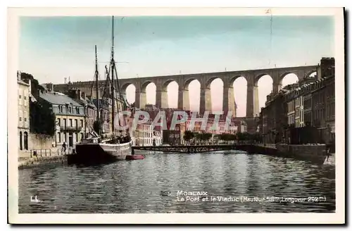 Ansichtskarte AK Morlaix Le Port et Le Viaduc Bateau