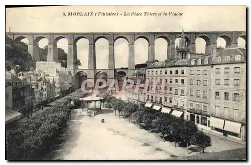 Cartes postales Morlaix Finistere La Place Thiers et le Viaduc