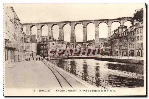 Cartes postales Le Quai Treguier le fond du Bassin et le Viaduc Morlaix