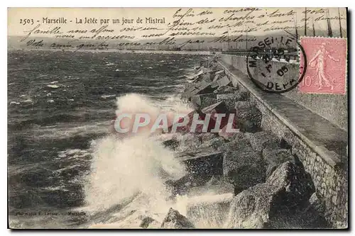 Cartes postales Marseille La Jetee par un jour de Mistral