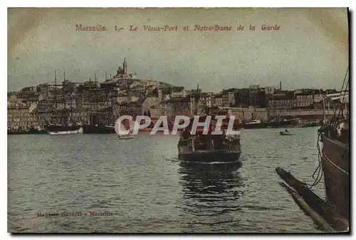 Cartes postales Marseille Le Vieux Port et Notre Dame de la Garde