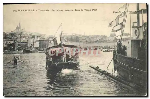 Cartes postales Marseille Traversee du bateau mouche dans le Vieux Port