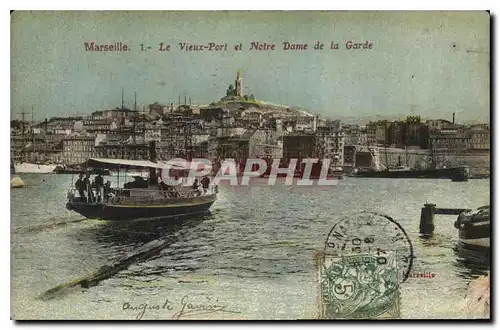 Cartes postales Marseille Le Vieux Port et Notre Dame de la Garde