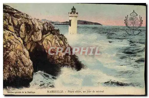 Ansichtskarte AK Marseille Phare cotier un jour de mistral