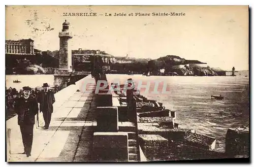 Ansichtskarte AK Marseille La Jetee et Phare Ste Marie