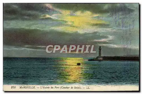 Ansichtskarte AK Marseille l'entree du port Coucher de Soleil