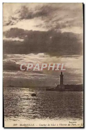 Cartes postales Marseille coucher de soleil a l'entree du port