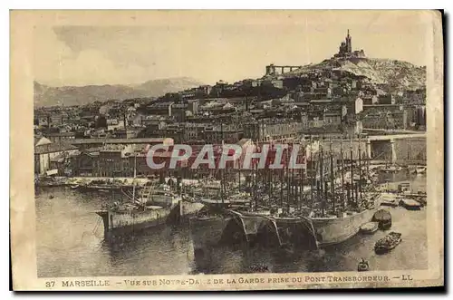 Ansichtskarte AK Marseille vue sur Notre Dame de la Garde prise du Pont Transbordeur