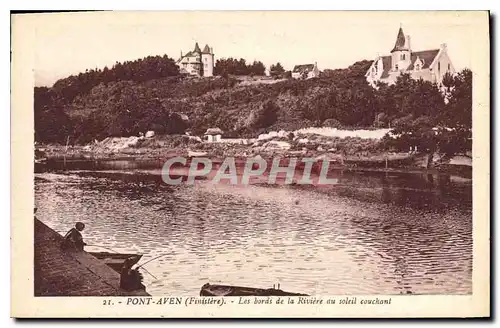 Ansichtskarte AK Pont Aven Finistere Les bords de la Riviere au soleil couchant