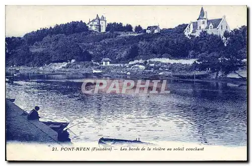 Ansichtskarte AK Pont Aven Finistere Les bords de la riviere au soleil couchant