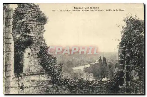 Cartes postales Suisse Vendeenne Tiffaugges Vendee Ruines du chateau et Vallee de la Sevre