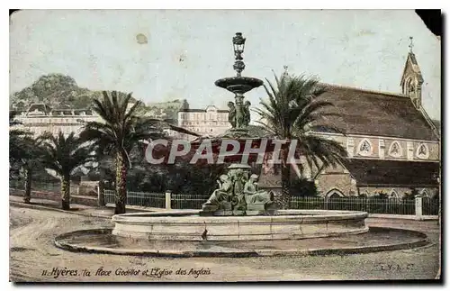 Cartes postales Hyeres la place Grodillot et l'eglise des Anglais