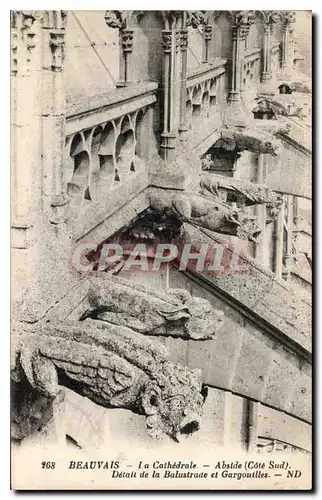 Cartes postales Beauvais La Cathedrale Abside Cote Sud Detail de la Balustrade et Gargouilles