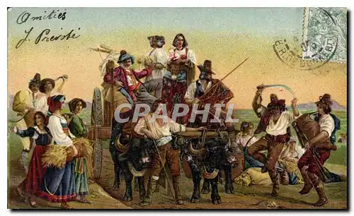 Cartes postales L'arrivee des moissonneurs dans les marais Pontins Leopold Robert