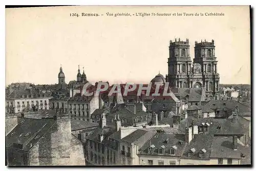 Cartes postales Rennes Vue generale L'Eglise St Sauveur et les Tours de la Cathedrale