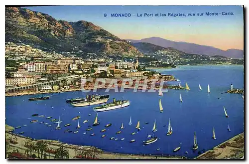 Cartes postales Monaco Le port et les Regates vue sur Monte Carlo