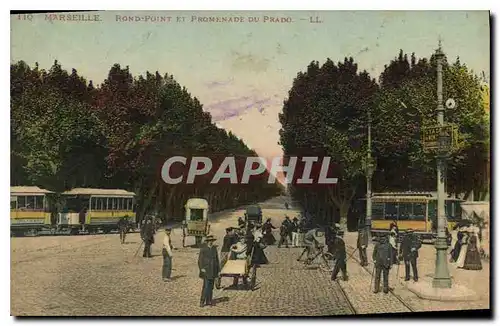 Cartes postales Marseille Rond Point et Promenade du Prado Tramways