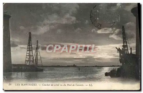 Cartes postales Les Martigues Coucher de soleil vu du Pont de Caronte