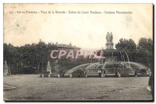 Cartes postales Aix en Provence Place de la Rotonde Entree du Cours Mirabeau Fontaine Monumentale