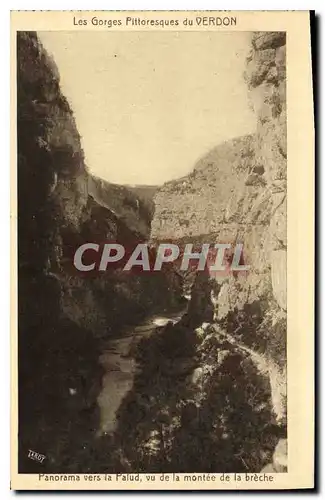 Cartes postales Les Gorges Pittoresque du Verdon Panorama vers la Palud vu de la montee de la breche