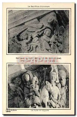 Cartes postales Basilique de Saint Benoit sur Loire Loiret Le sacrifice d'Abraham La fuite en Egypte