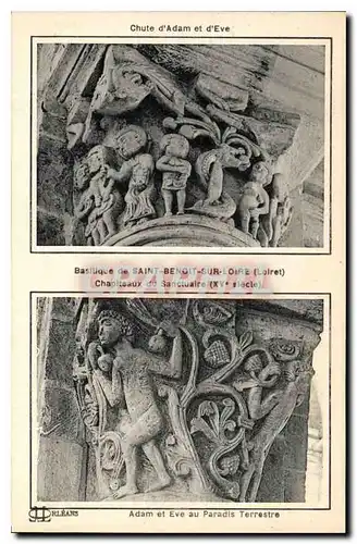Cartes postales Basilique de Saint Benoit sur Loire Loiret Chute d'Adam et Eve Au paradis terrestre