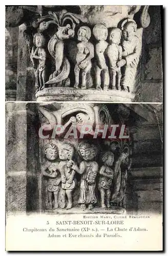Cartes postales Saint Benoit sur Loire Chapiteaux du Santuaire XI s La Chute d'Adam
