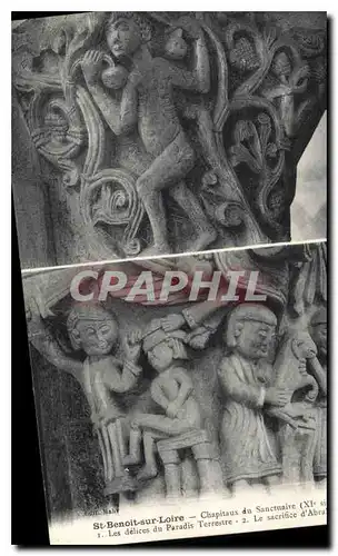 Cartes postales St Benoit sur Loire Chapiteaux du Sanctuaire Les delices du paradis terrestre Le sacrifice d'Abr