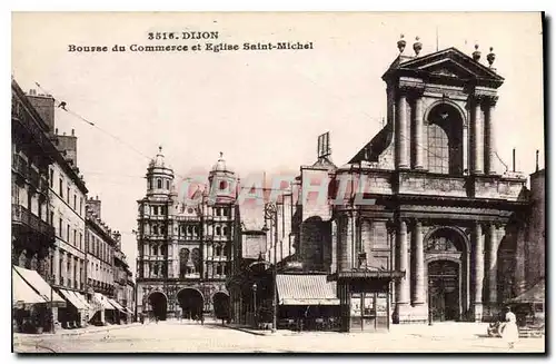 Cartes postales Dijon Bourse du Commerce et Eglise Saint Michel