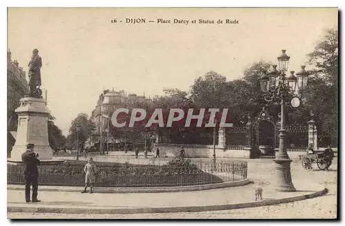 Cartes postales Dijon Place Darcy et Statue de Rude