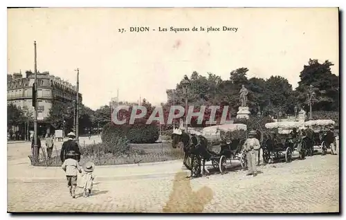 Cartes postales Dijon Les Squares de la place Darcy Caleches Chevaux
