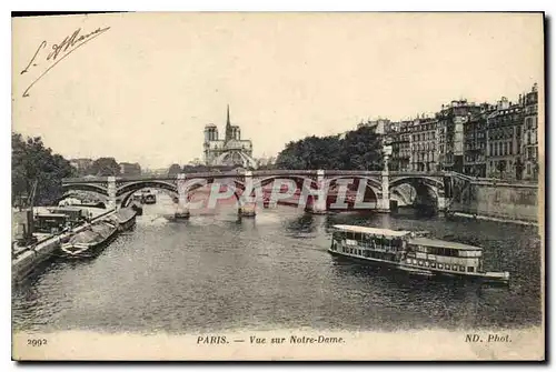 Ansichtskarte AK Paris Vue sur Notre Dame Bateau Peniche