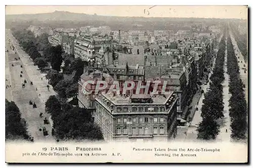 Cartes postales Paris Panorama pris de l'Arc de Triomphe vers les Avenues