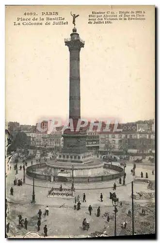 Cartes postales Paris Place de la Bastille La Colonne de Juillet