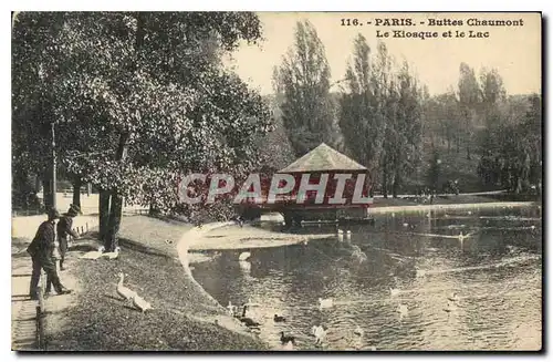 Cartes postales Paris Buttes Chaumont Le Kiosque et le Lac