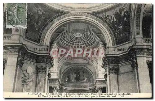 Ansichtskarte AK Paris Le Pantheon Le Dome (Interieur) Panneaux ornant pendentifs La Monrt (a gauche) et la Patri