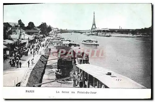 Cartes postales Paris La Seine au Point du Jour Tour Eiffel Peniche Bateau