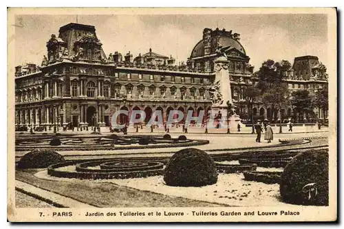 Cartes postales Paris Jadin des Tuileries et le Louvre