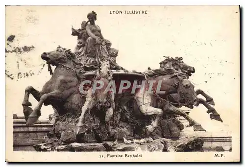 Ansichtskarte AK Lyon illustre Fontaine Bartholdi